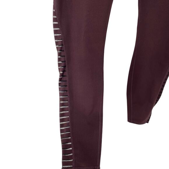 H&M SPORT Maternity Activewear Leggings Size Medium Maroon Sheer Mesh Detail - Picture 3 of 6